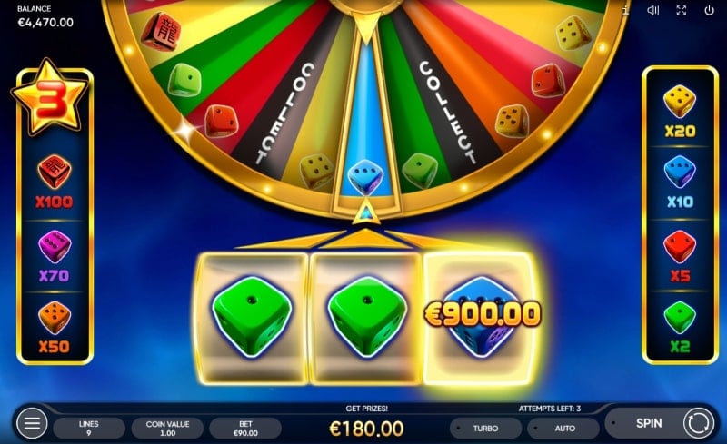 Fruletta Dice Slot Wheel of Fortune Bonus Game