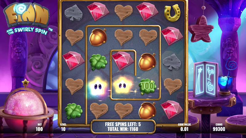 Finn and the Swirly Spin free spins feature