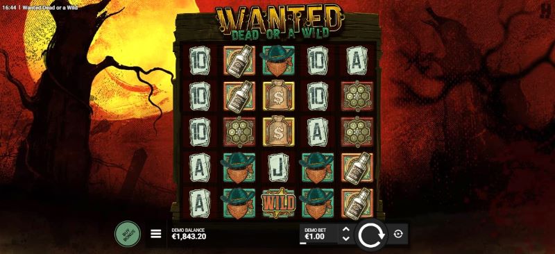 wanted dead or a wild Slot Grid Layout and Symbols